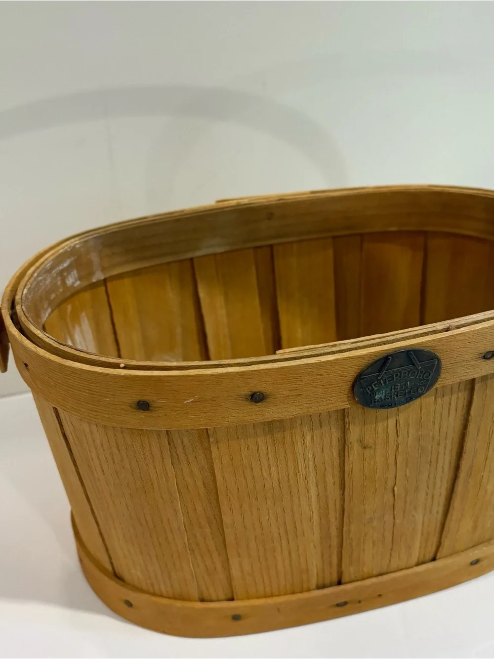Vintage Peterboro Basket Co Woven Wood Basket‎ Handle Rectangle 11